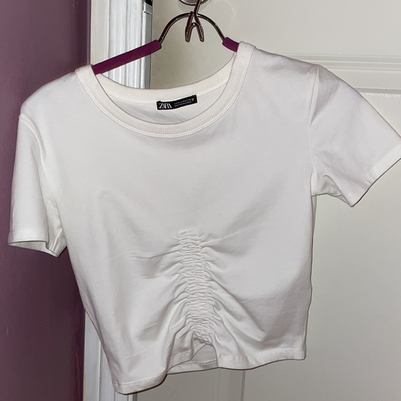 Zara white cinch t-shirt - Picture 1 of 4